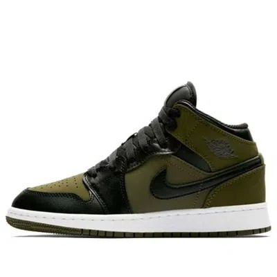Air Jordan (gs)  1 Retro Mid 'olive Canvas' In Green