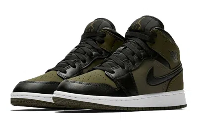 Air Jordan (gs)  1 Retro Mid 'olive Canvas' In Green