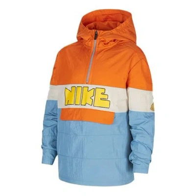 Nike (gs)  Kids Athleisure Casual Sports Colorblock Pullover Jacket Boy Orange In Multi