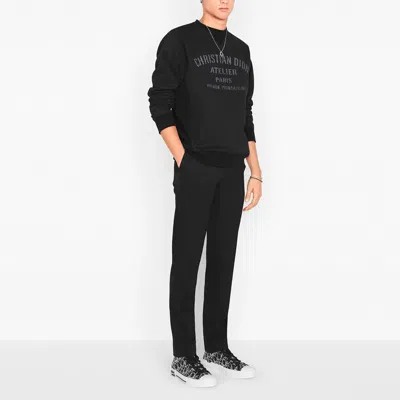 Dior Men's  Alphabet Logo Printing Round Neck Long Sleeves Black