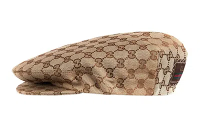 Gucci Original Gg Canvas Flat Cap 'beige Dark Brown' In Neutral