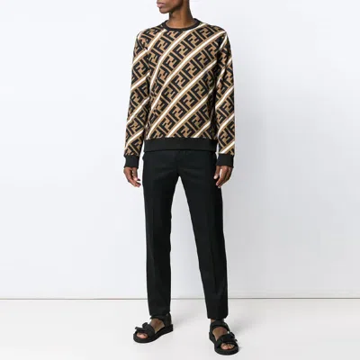 Fendi Mens Hazelnut Sail Graphic-pattern Relaxed-fit Cotton-jersey Sweatshirt S In Multi