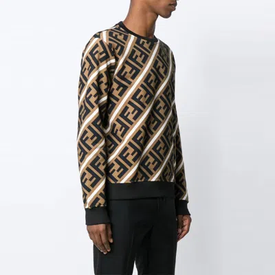 Fendi Mens Hazelnut Sail Graphic-pattern Relaxed-fit Cotton-jersey Sweatshirt S In Multi