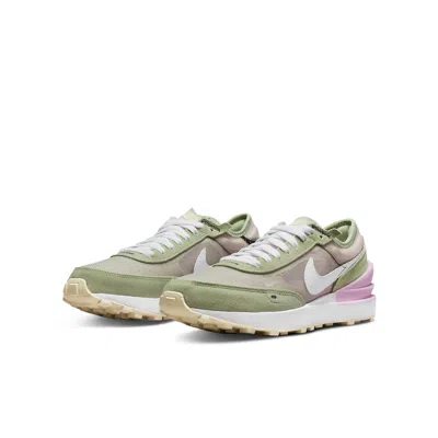 Nike (gs)  Waffle One Athleisure Casual Sports Shoe Green Pink