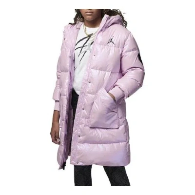 Air Jordan (gs)  Long Down Hooded Coat 'pink' In Purple