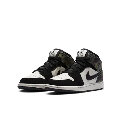 Air Jordan (gs)  1 Mid Se 'camo' In Black
