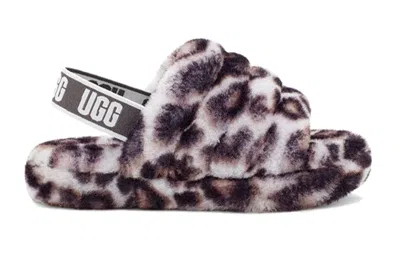 Ugg Leopard Print Fluff Yeah Sandals In Brown