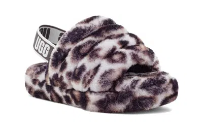 Ugg Leopard Print Fluff Yeah Sandals In Brown
