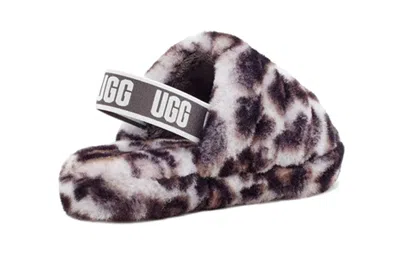 Ugg Leopard Print Fluff Yeah Sandals In Brown