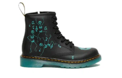 Dr. Martens' (ps) Dr.martens 1460 Pu Skelly Print Leather Lace Up Boots 'black Aqua'