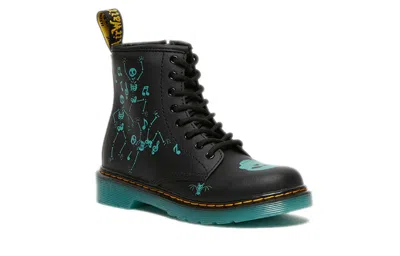 Dr. Martens' (ps) Dr.martens 1460 Pu Skelly Print Leather Lace Up Boots 'black Aqua'