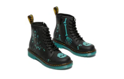 Dr. Martens' (ps) Dr.martens 1460 Pu Skelly Print Leather Lace Up Boots 'black Aqua'