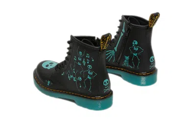 Dr. Martens' (ps) Dr.martens 1460 Pu Skelly Print Leather Lace Up Boots 'black Aqua'