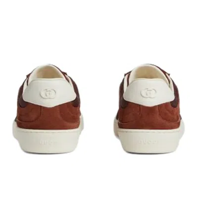 Gucci Interlocking Suede 'red White' In Brown