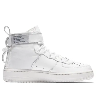 Nike (gs)  Sf Air Force 1 Mid Qs 'triple White' In Gray