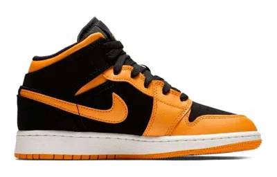 Air Jordan (gs)  1 Mid 'black Orange Peel White' In Yellow