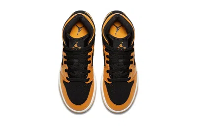 Air Jordan (gs)  1 Mid 'black Orange Peel White' In Yellow
