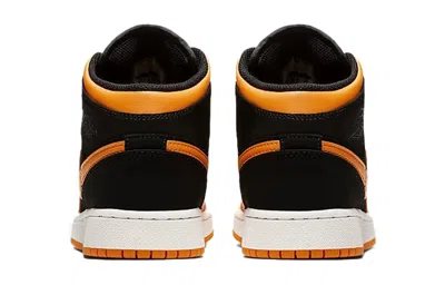 Air Jordan (gs)  1 Mid 'black Orange Peel White' In Yellow