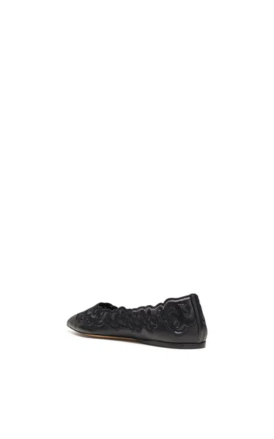 Gabriela Hearst Ziva Leather And Embroidered Tulle Point-toe Flats In Black