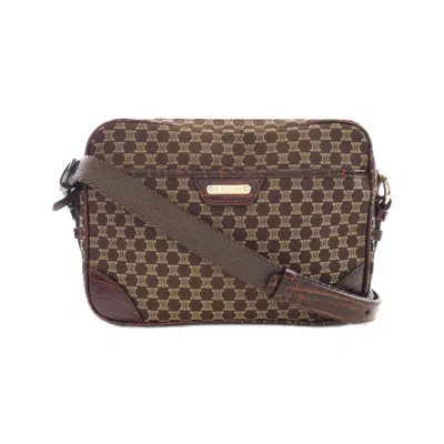 Pre-owned Celine Brown Canvas Leather Shoulder Bag ()