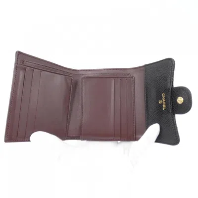 Pre-owned Chanel Black Bordeaux Grained Calfskin Coin Purse/coin Case ()