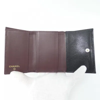 Pre-owned Chanel Black Bordeaux Grained Calfskin Coin Purse/coin Case ()