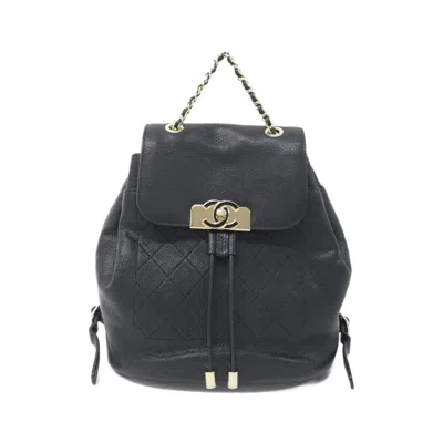 Pre-owned Chanel Black Grained Calfskin Backpack ()