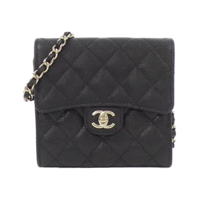 Pre-owned Chanel Black Grained Calfskin Clutch Bag Shoulder Bag ()