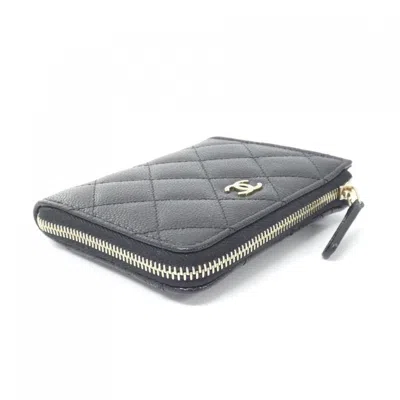 Pre-owned Chanel Black Grained Calfskin Coin Purse/coin Case ()