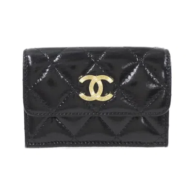 Pre-owned Chanel Black Leather Wallet (tri-fold) ()