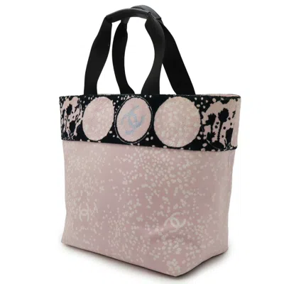 Pre-owned Chanel Black Pink Pile Fabric Canvas Shoulder Bag Tote Bag ()