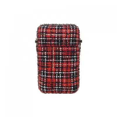 Pre-owned Chanel Black Red Color Tweed Shoulder Bag ()