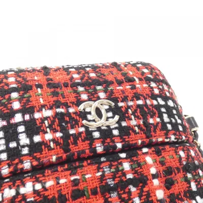Pre-owned Chanel Black Red Color Tweed Shoulder Bag ()