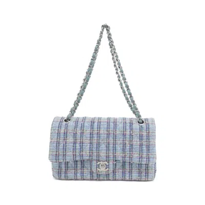 Pre-owned Chanel Blue Green Pink White Tweed Shoulder Bag ()