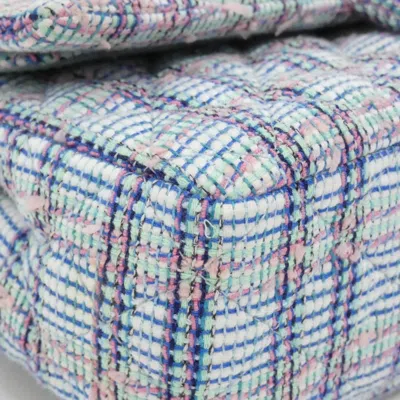 Pre-owned Chanel Blue Green Pink White Tweed Shoulder Bag ()