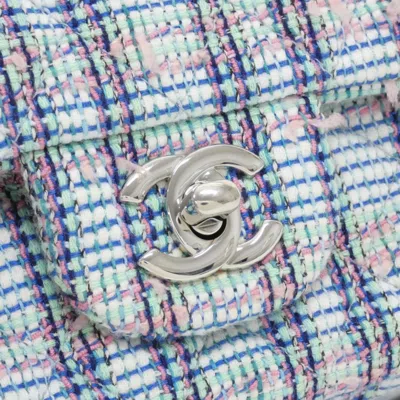 Pre-owned Chanel Blue Green Pink White Tweed Shoulder Bag ()