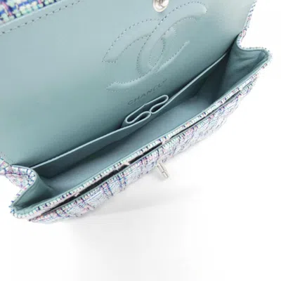 Pre-owned Chanel Blue Green Pink White Tweed Shoulder Bag ()