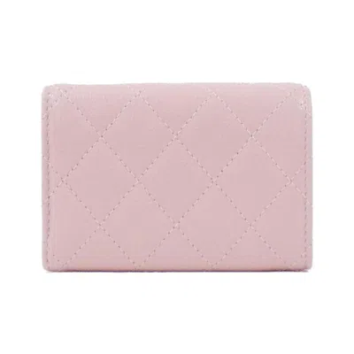 Pre-owned Chanel Light Pink Grained Calfskin Middle Wallet (tri-fold) ()