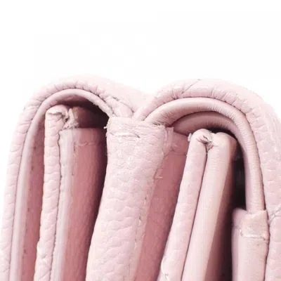 Pre-owned Chanel Light Pink Grained Calfskin Middle Wallet (tri-fold) ()