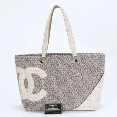 Pre-owned Chanel Ligne Cambon Gray Leather Tote Bag ()