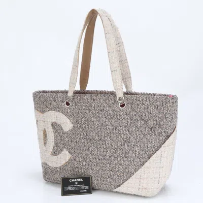 Pre-owned Chanel Ligne Cambon Gray Leather Tote Bag ()