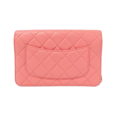 Pre-owned Chanel Pink Leather Chain/shoulder Wallet ()