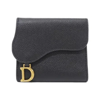 Pre-owned Dior Christian  Black Leather Wallet (tri-fold) ()