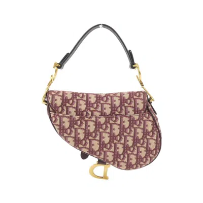 Pre-owned Dior Christian  Burgundy Canvas Handbag Saddle Bag ()
