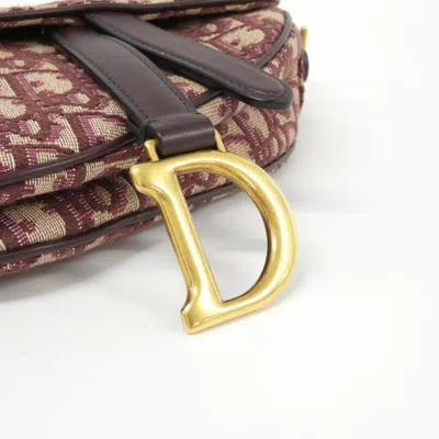 Pre-owned Dior Christian  Burgundy Canvas Handbag Saddle Bag ()