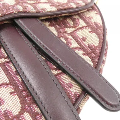 Pre-owned Dior Christian  Burgundy Canvas Handbag Saddle Bag ()