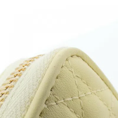 Pre-owned Dior Christian  Lady  Pale Yellow Leather Long Wallet (bi-fold) ()