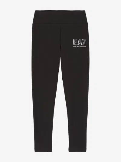 Ea7 Girls Logo Print Leggings In Black