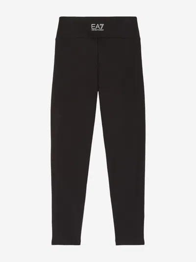Ea7 Girls Logo Print Leggings In Black
