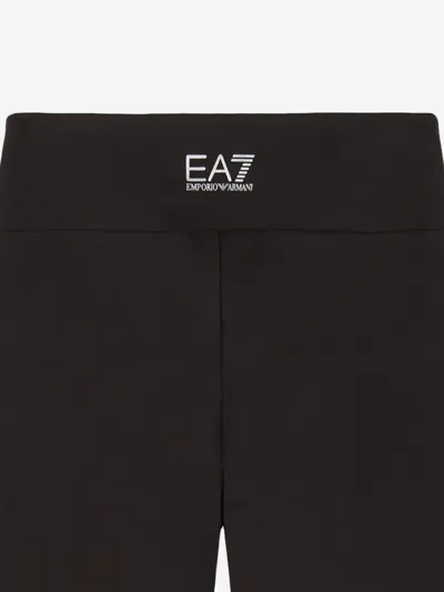 Ea7 Girls Logo Print Leggings In Black
